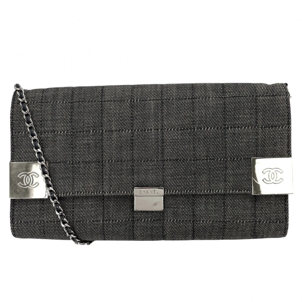 CHANEL Gray Logo Shoulder Bag